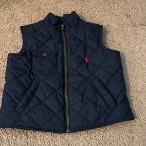 Polo by Ralph Lauren Dark Blue Quilted Vest with Red Emblem